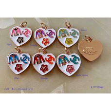 CC Pendant Chanel Charm Buttons Luxury Heart White Diamond Jewelry  Gold Edge - 0.79"(20mm) - cu301