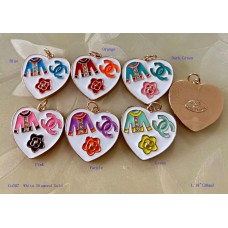 CC Pendant Chanel Charm Buttons Luxury Heart White Diamond Jewelry Gold Edge - 1.18"(30mm) - cu306