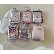 Chanel Pendant CC Charm Buttons Diamond Luxury Jewelry Silver Edge - 0.79"x1.14"(20mmx29mm) - cu313
