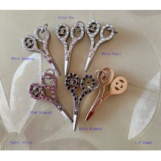 Chanel Pendant CC Charm Scissors Buttons Diamond Luxury Jewelry Silver Edge - 0.7"x1.3"(18mmx33mm) - cu314