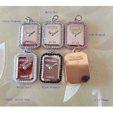 Chanel Pendant CC Charm Buttons Diamond Luxury Jewelry Silver Edge - 0.79"x1.14"(20mmx29mm) - cu317