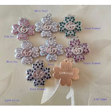 GG Pendant Gucci Charm Heart Buttons Diamond Luxury Jewelry Silver Edge - 0.95"(24mm) - cu319