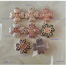 GG Pendant Gucci Charm Heart Buttons Diamond Luxury Jewelry Gold Edge - 0.95"(24mm) - cu320