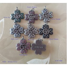 GG Pendant Gucci Charm Heart Buttons Diamond Luxury Jewelry Antique Silver Edge - 0.95"(24mm) - cu321