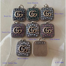 GG Pendant Gucci Charm Buttons Diamond Luxury Jewelry Bronze Edge - 0.79"(20mm) - cu322