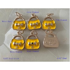 Chanel Pendant CC Charm Bag Buttons Diamond Luxury Jewelry Yellow Gold Edge - 0.63"(16mm) - cu337