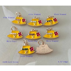 LV Pendant Charm Bag Buttons Diamond Luxury Jewelry Yellow Gold Edge - 0.75"(19mm) - cu348