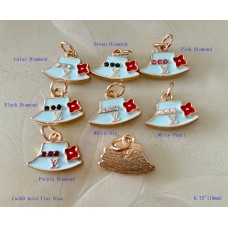 LV Pendant Charm Bag Buttons Diamond Luxury Jewelry Tiny Blue Gold Edge - 0.75"(19mm) - cu350