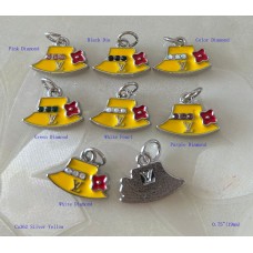 LV Pendant Louis Vuitton Charm Bag Buttons Diamond Luxury Jewelry Silver Yellow Edge - 0.75"(19mm) - cu362
