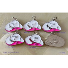 Chanel Pendant CC Charm Bag Buttons Diamond Luxury Jewelry Pink White Silver Edge -1.1"(28mm) - cu367