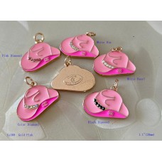 Chanel Pendant CC Charm Bag Buttons Diamond Luxury Jewelry Pink Gold Edge -1.1"(28mm) - cu368