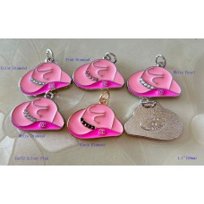 Chanel Pendant CC Charm Bag Buttons Diamond Luxury Jewelry Pink Silver Edge -1.1"(28mm) - cu372