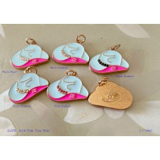 Chanel Pendant CC Charm Bag Buttons Diamond Luxury Jewelry Pink Blue Gold Edge -1.1"(28mm) - cu379