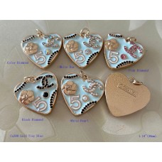 Chanel Pendant CC Charm Herat Buttons Diamond Luxury Jewelry Pink Blue Gold Edge -1.18"(30mm) - cu380