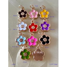 CC Pendant  Charm Flower Button Luxury Gold Edge - 0.59"(15mm) - cu404