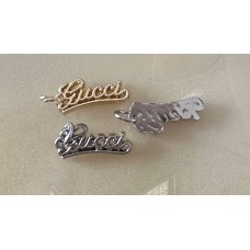 Gucci Charm Pendant GC Buttons Round Ring Silver Gold Edge 0.87"(22mm) cu409