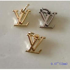 LV Charm Pendant Hanger Buttons Round Ring Silver Gold Edge 0.47"(12mm) cu413