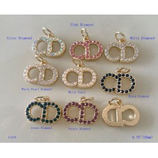 CD Pendant Charm Buttons Diamond Luxury Jewelry Gold Edge - 0.79"(20mm) - cu414