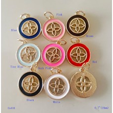  LV Button Charm Pendant Flower Buttons Sewing Custom Gold Edge - 0.7"(18mm) - cu416
