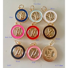  LV Button Charm Pendant Buttons Sewing Custom Gold Edge - 0.7"(18mm) - cu417