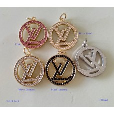 Chanel Button Charm Pendant CC Buttons Diamond Sewing Custom Gold Edge - 1"(25mm) - cu418