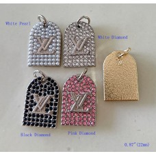LV Button Charm Pendant Buttons Diamond Sewing Custom Silver Edge - 0.87"(22mm) - cu41