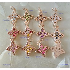 LV Flower Buttons Ring Hollow Charm Gold Edge 0.79"(20mm)  cu424