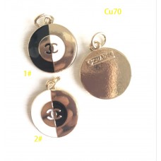 Cu70 - Gold Charm Buttons Ring Half Black 0.79"(20mm) cu70