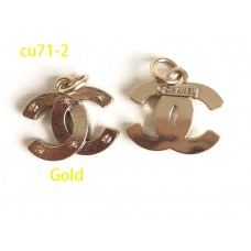 Cu71-2 - Gold Hollow Buttons Ring Charm - 0.59"x0.75"(15mmx19mm) cu71-2