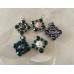 Cu73-2- Green Diamond Gold Edge Jewel Charms - 1"(25mm) - cu73-2