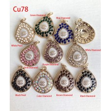 cu78 - Jewel Single Ring  Pendant Buttons Gold Edge -1"(25mm) - cu78