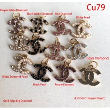 Cu79 - Jewel Hollow Charms Gold Edge Big Diamond -0.55"x0.7"(14mmx18mm) - cu79