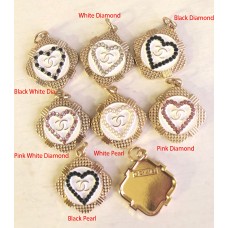 Cu82-3-  White Charms Jewel Buttons Gold Edge - 0.79"(20mm) - cu82-3