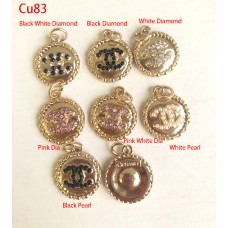 Cu83-1-  Charms Jewel Round Buttons Gold Edge - 0.79"(20mm) - cu83-1