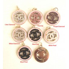 Cu85- Gold Back Pink Edge Charms Jewel Buttons - 0.87"(22mm) - cu85