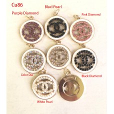 Cu86- Gold Back White Edge Charms Jewel Buttons - 0.87"(22mm) - cu86