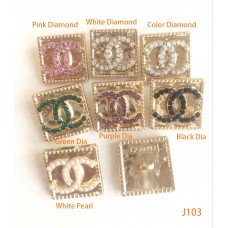 J103-  Chanel Button Jewel Square Gold Buttons CC Button  - 0.7"(18mm) - J103