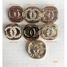 J105 - Gold Chanel Jewel Ring Buttons CC Button Pearl  - 0.79"(20mm) - J105