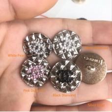 J110-2- Chanel Button Silver Edge Button Jewel CC Buttons - 0.7"(18mm) - J110-2