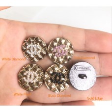 J110-1- Chanel Button Gold Edge Button Jewel CC Buttons - 0.7"(18mm) - J110-1