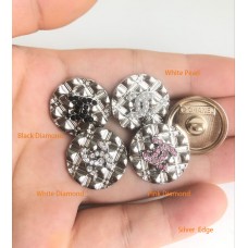 J111-2- Chanel Button Silver Edge Button Jewel CC Buttons - 0.79"(20mm) - J111-2