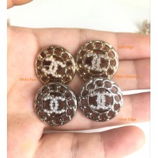 J113- Chanel Button Gold Silver Edge Button Jewel CC Buttons - 0.7"(22mm) - J113