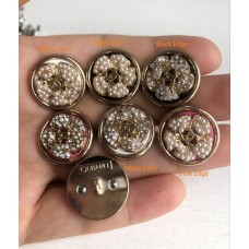 J114- Chanel Button Gold Edge Button Jewel CC Buttons - 0.79"(20mm) - J114