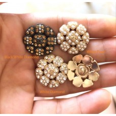 J117- Chanel Button Gold Edge Button Jewel CC Buttons Sewing - 0.79"(20mm) - J117