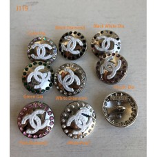 J119-1- CC Button White Button Silver Edge Jewel CC Buttons Sewing Custom - 0.7"(18mm) - J119 -1