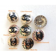 J120-1- CC Button Black Button Gold Edge Jewel CC Buttons Sewing Custom - 0.7"(18mm) - J120 -1