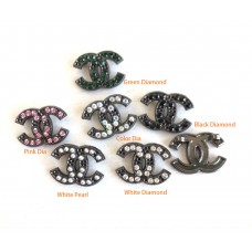 J123 - CC Button Gunmetal Edge Jewel CC Buttons Sewing Custom - 0.79"(20mm) - J123