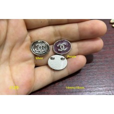 J129- Oval Button  Silver Edge   Jewel CC Buttons Sewing Custom - 0.55"x0.7"(14x18mm) - J129