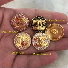 J132 -  Button Gold Edge  Jewel CC Buttons Pearl Sewing Custom - 0.79"(20mm) - J132