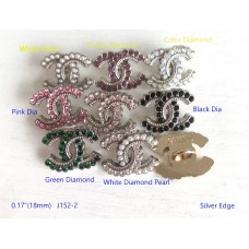 J152-2- Pearl Diamond CC Buttons Sewing Silver Edge - 0.7"(18mm) - J152-2
